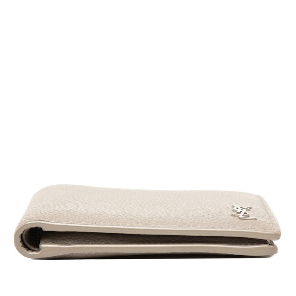Saint Laurent Tiny Cassandra YSL Logo Bi-fold Wallet 610193 Beige Leather Wom... - Picture 3 of 7